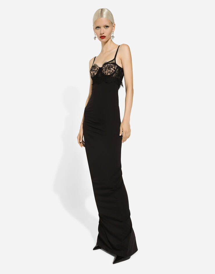 Dolce & Gabbana 束身设计 Punto Milano 平纹针织长款连衣裙 黑 F6DBUTFUGPO
