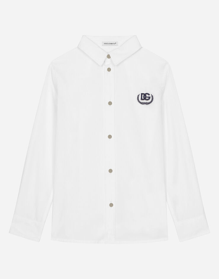 Dolce & Gabbana Camisa de popelina con logotipo DG Alloro Blanco L43S23G7NMM