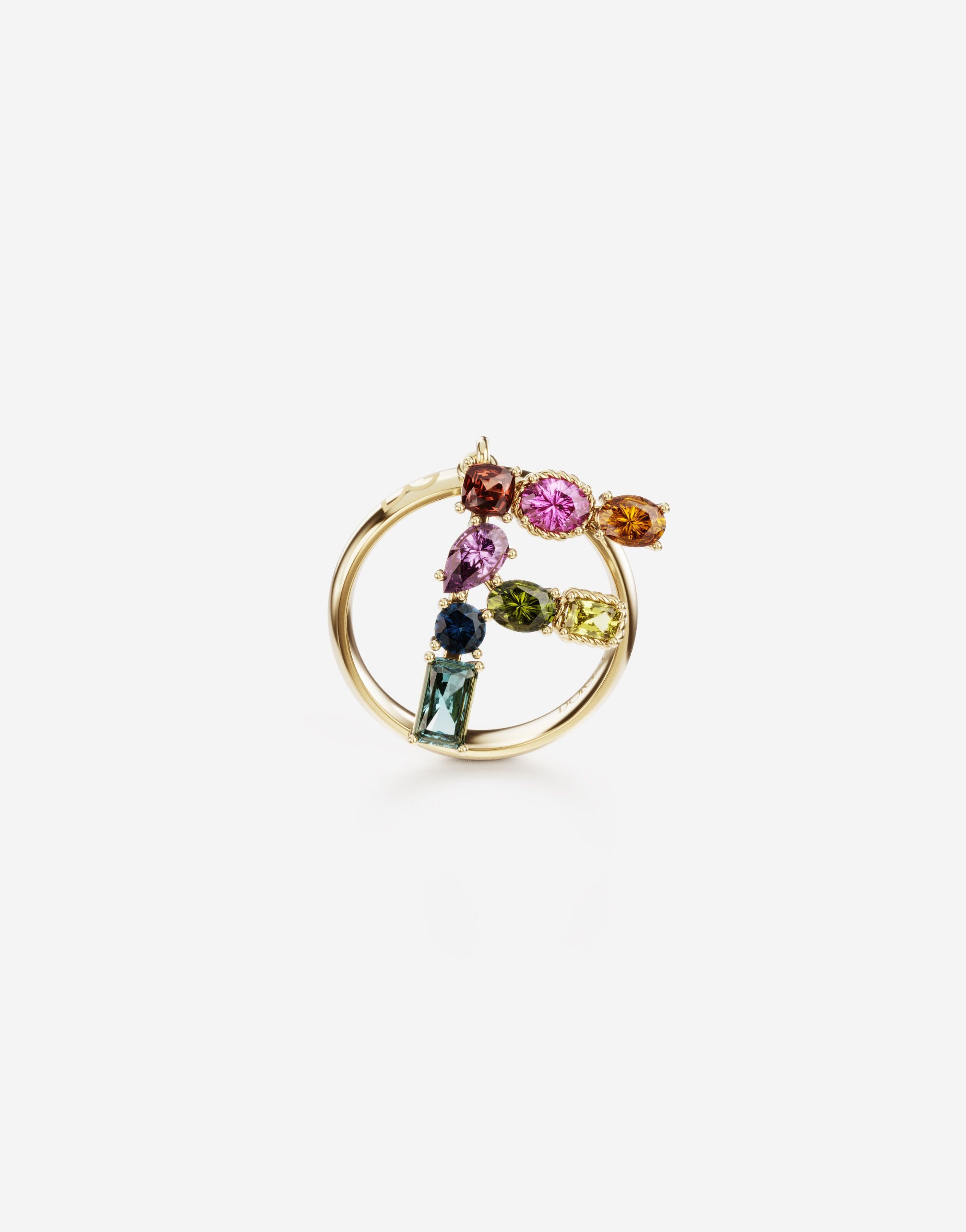 Dolce & Gabbana Ring Rainbow alphabet F aus gelbgold mit mehrfarbigen edelsteinen Gold WRQA1GWQC01