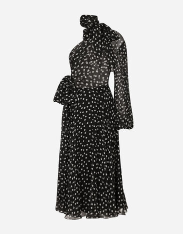 Dolce & Gabbana Polka-dot one-shoulder chiffon dress Print F4BCVTFPTAW