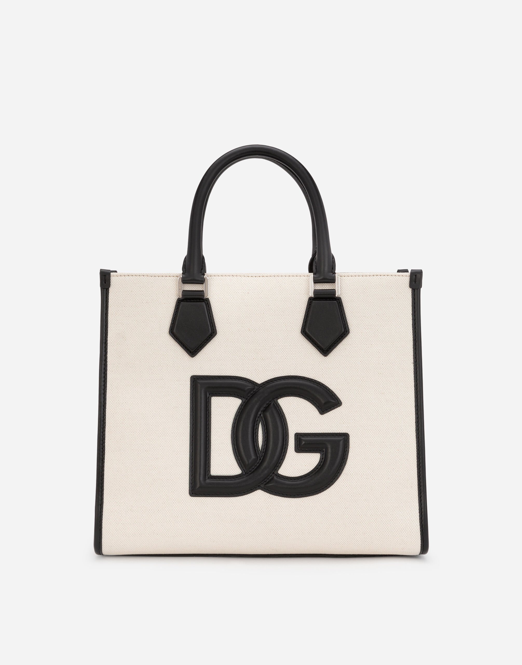 Dolce & Gabbana 纳帕小牛皮细节帆布购物袋 版画 BM2274AO667