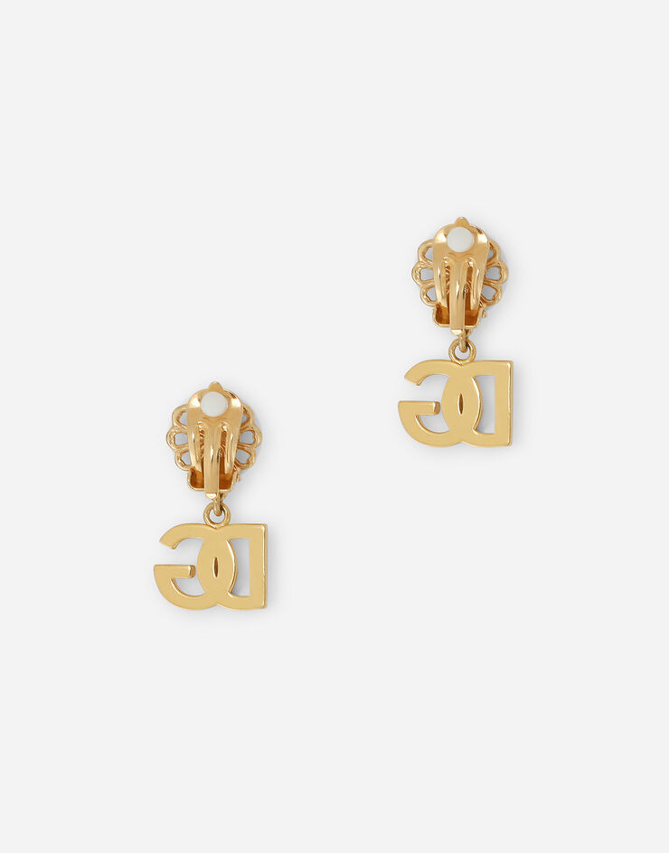 Earrings with DG logo and pearl in Gold for Women | Dolce&Gabbana®