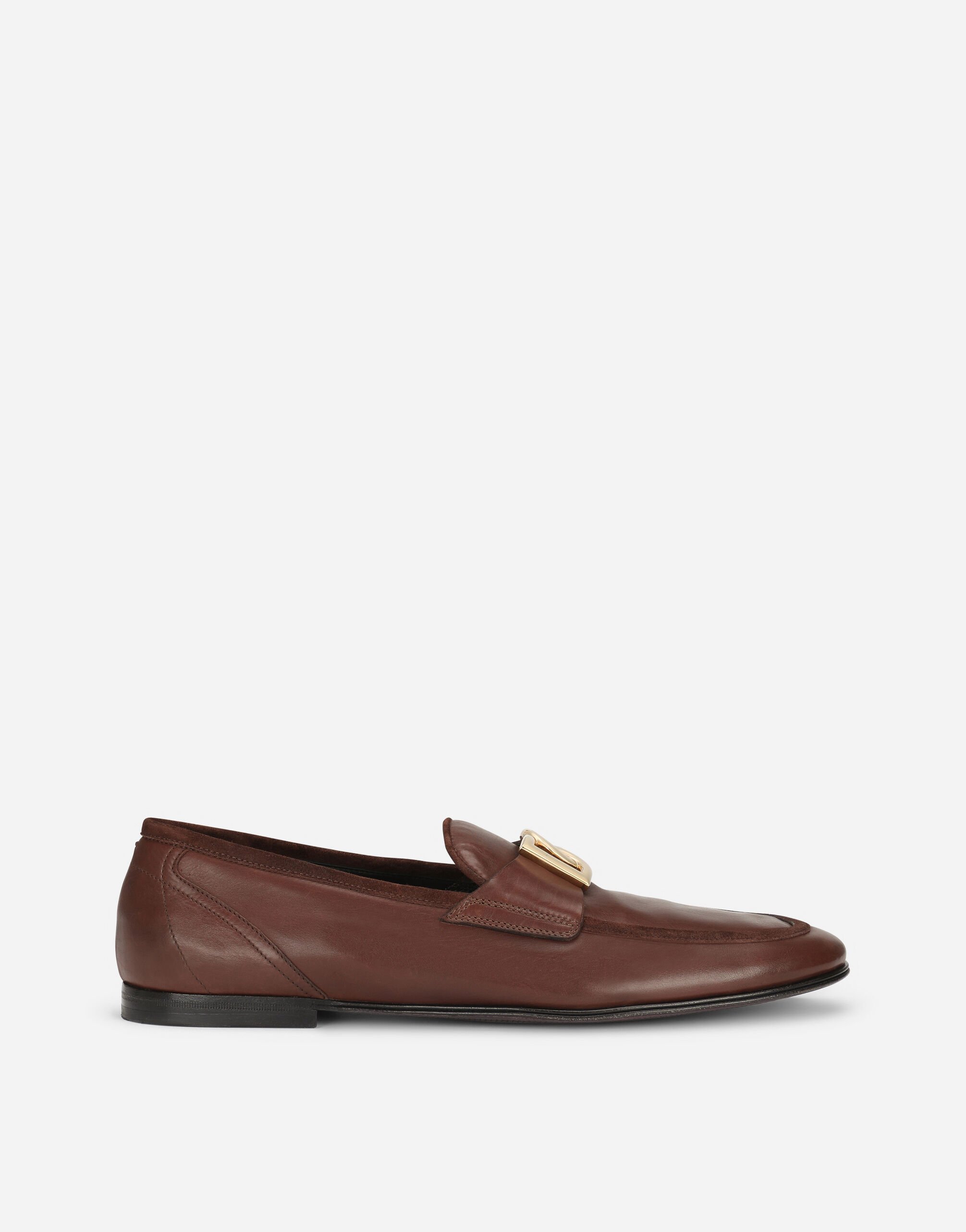 Dolce & Gabbana Slippers en cuir de veau Marron A50523AJ183