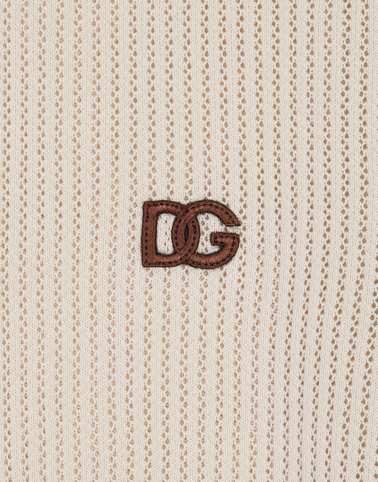 Dolce & Gabbana Pull ras de cou en coton à logo DG Crème GXX03ZJBCDS