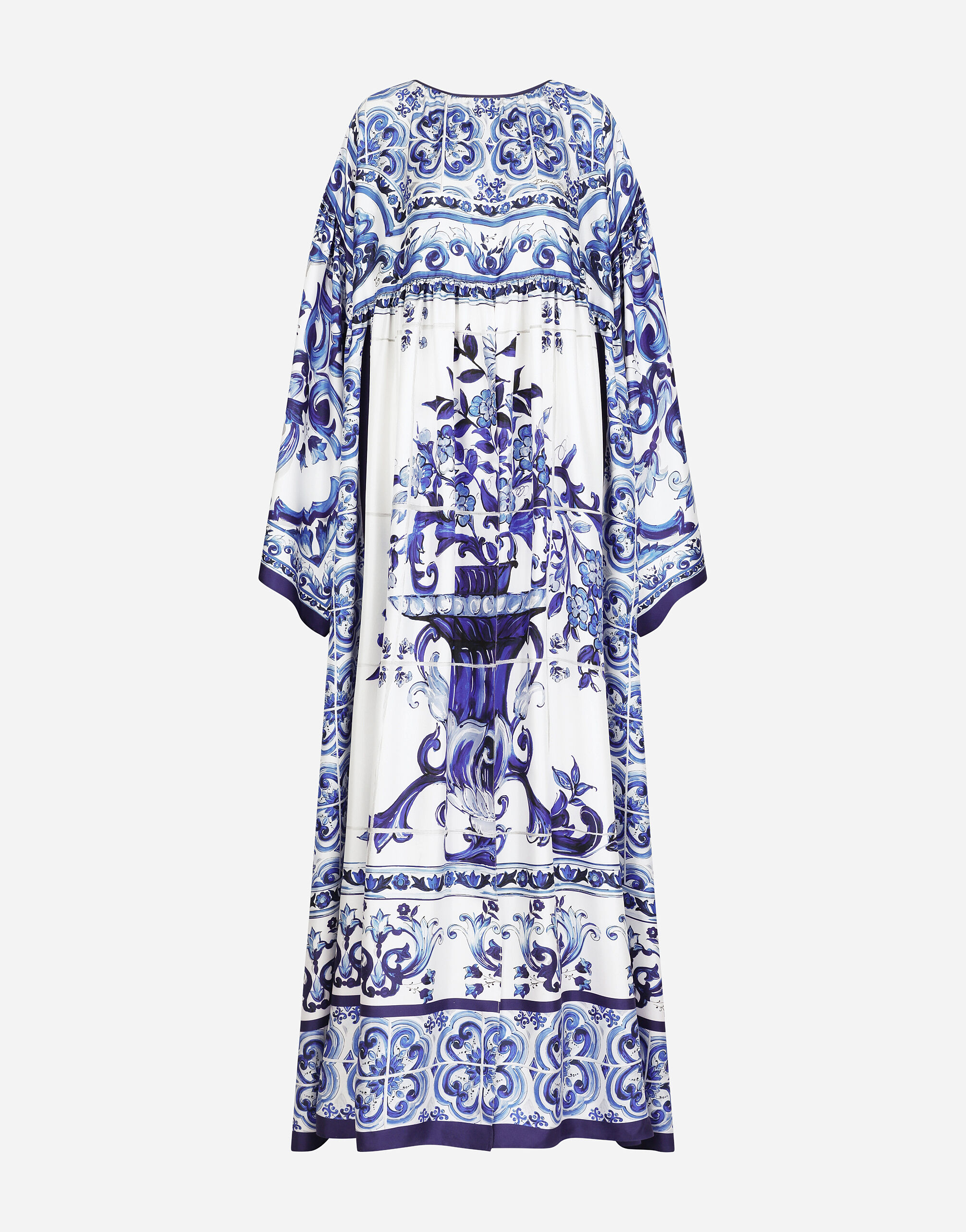 Dolce & Gabbana Silk twill caftan with majolica print Multicolor F6AEITHH5A1