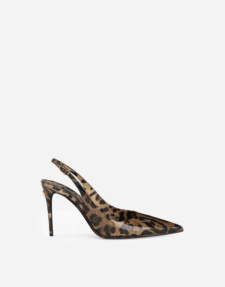 Dolce & Gabbana KIM DOLCE&GABBANA Polished calfskin slingbacks with leopard print Animal Print CG0769AM568