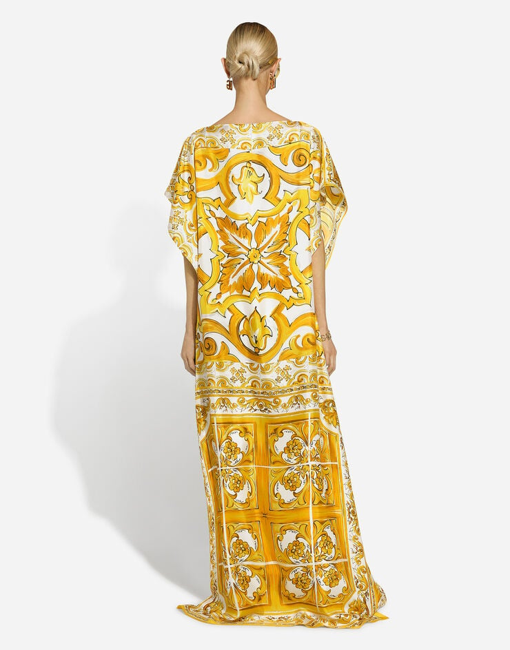 Dolce & Gabbana Silk twill caftan with majolica print Print F6JDDTHI1TK