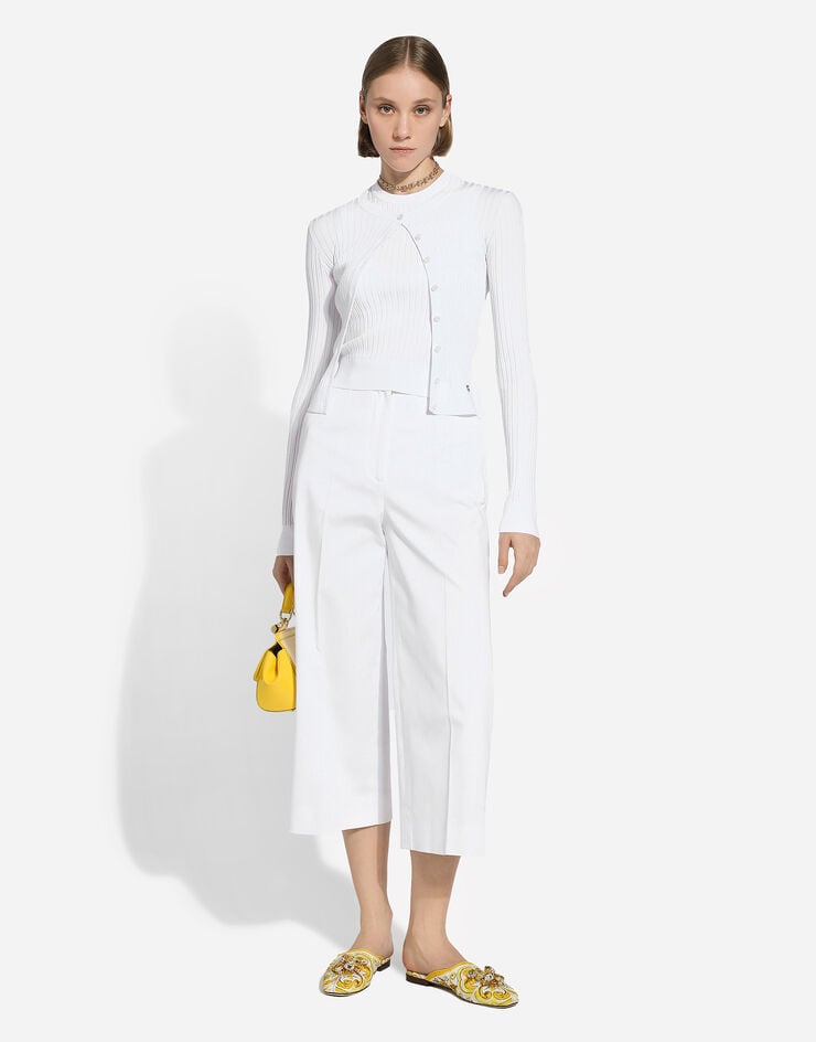 Dolce & Gabbana Jupe-culotte en gabardine Blanc FTCC2TFUFLG