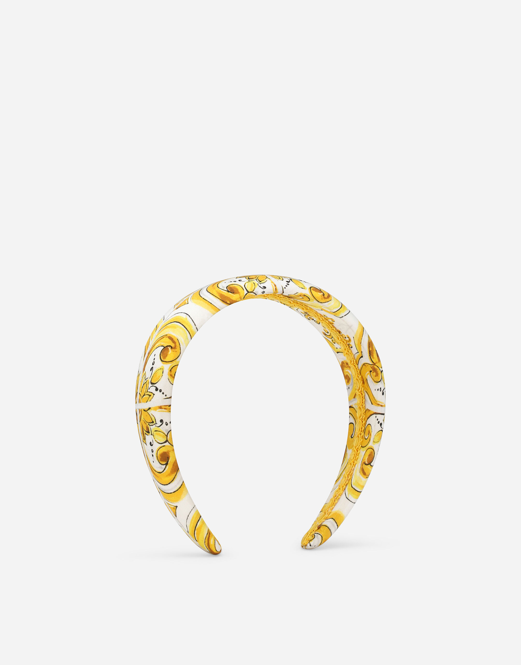 ${brand} Twill hairband with yellow majolica print ${colorDescription} ${masterID}