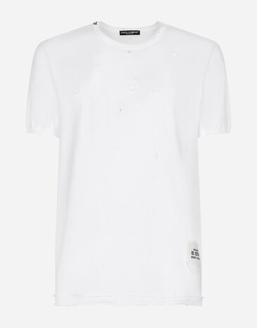 Dolce & Gabbana Cotton T-shirt with rips White VG6184VN287
