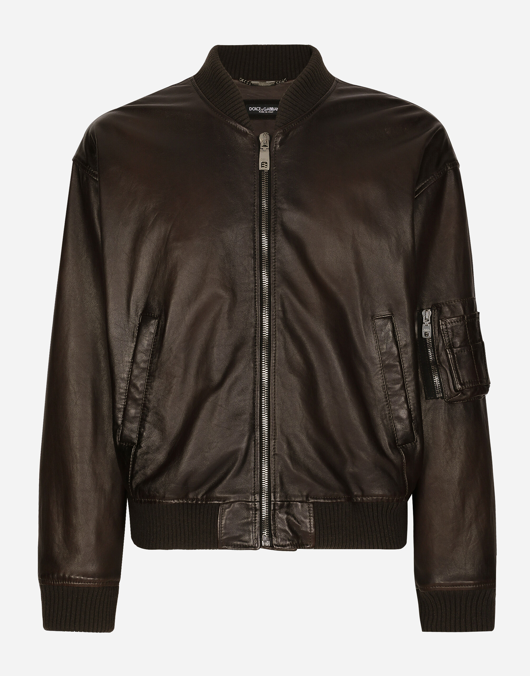 Dolce & Gabbana Padded leather jacket Black GP0D4TFU5PY