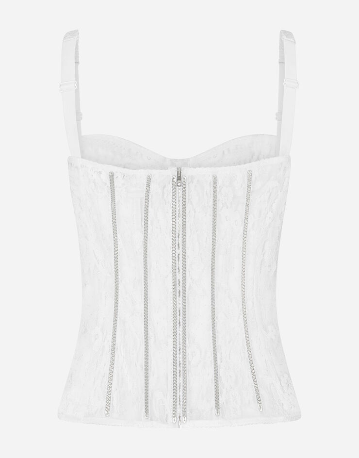 Dolce & Gabbana Bustier lingerie in pizzo con spalline White O7D67TONO15