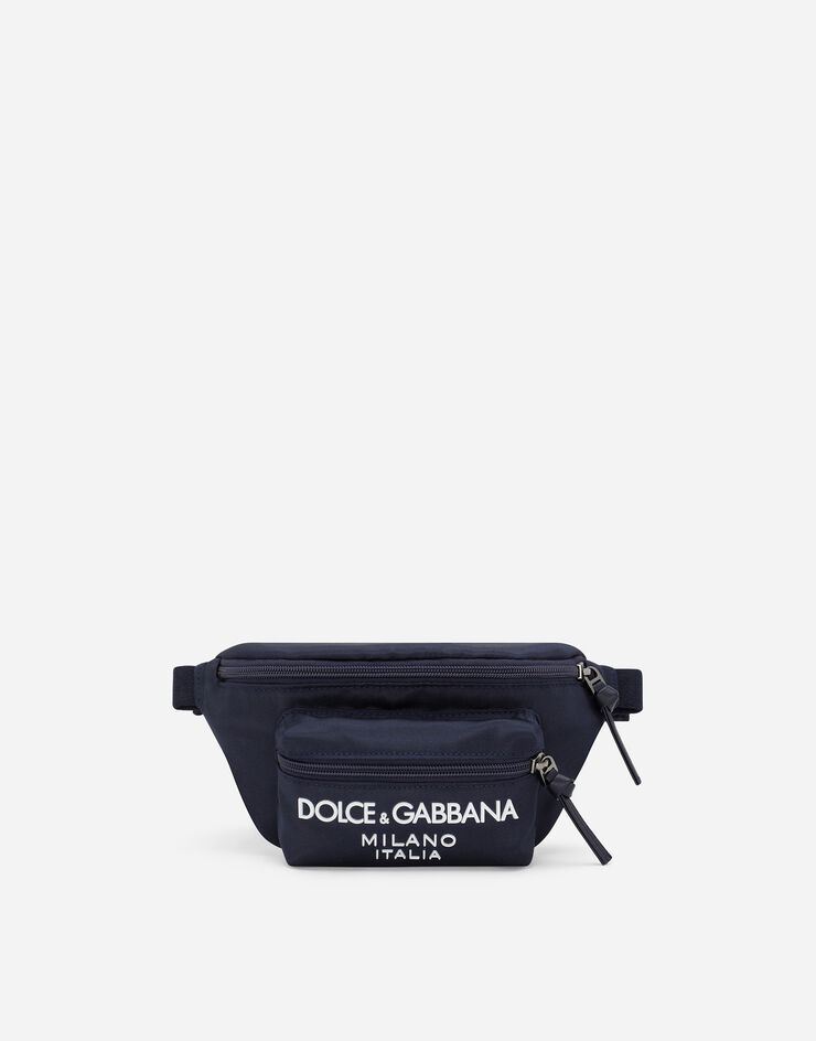 Dolce & Gabbana Nylon belt bag with Dolce&Gabbana logo Blue EM0103AB124