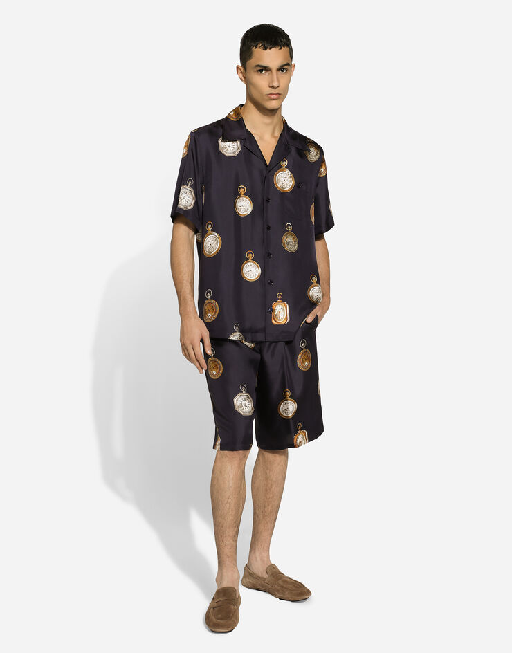 Dolce & Gabbana 腕表印花真丝斜纹 Hawaii 衬衫 版画 G5JH9TIS1VF