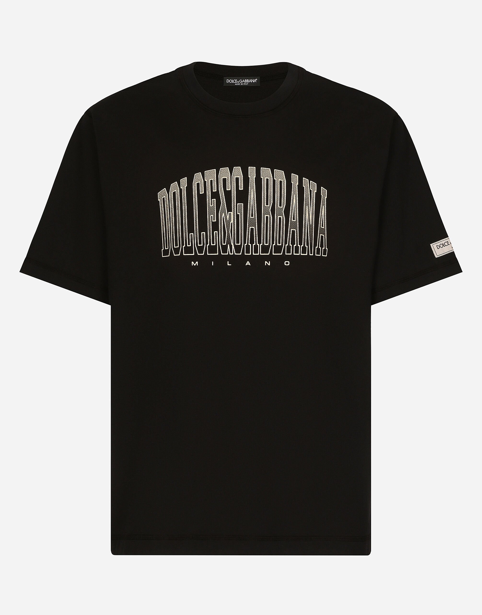${brand} T-Shirt aus Baumwolle mit Dolce&Gabbana-Logoprint ${colorDescription} ${masterID}