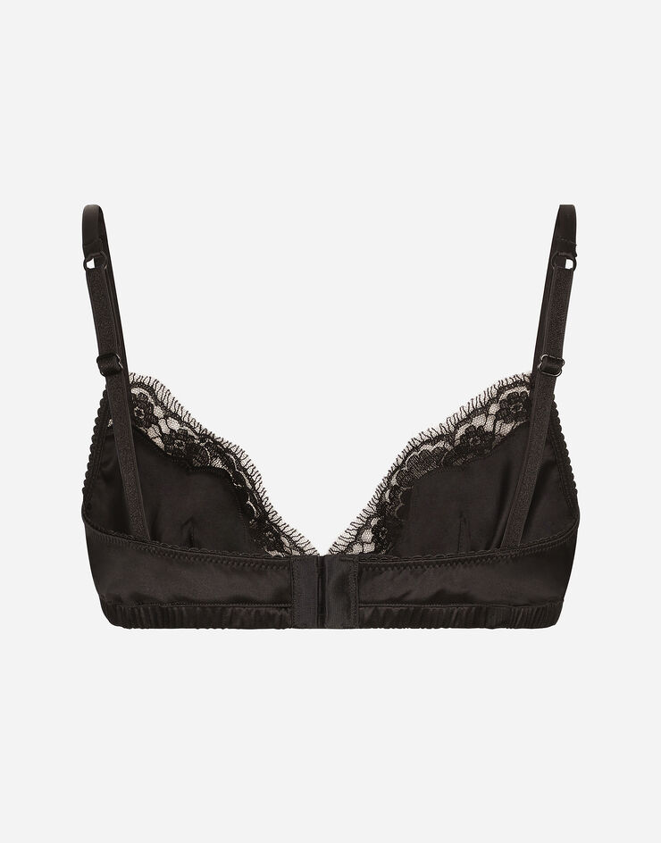 Dolce & Gabbana Soutien-gorge à bonnets souples en satin avec dentelle Noir O1A01TONO13