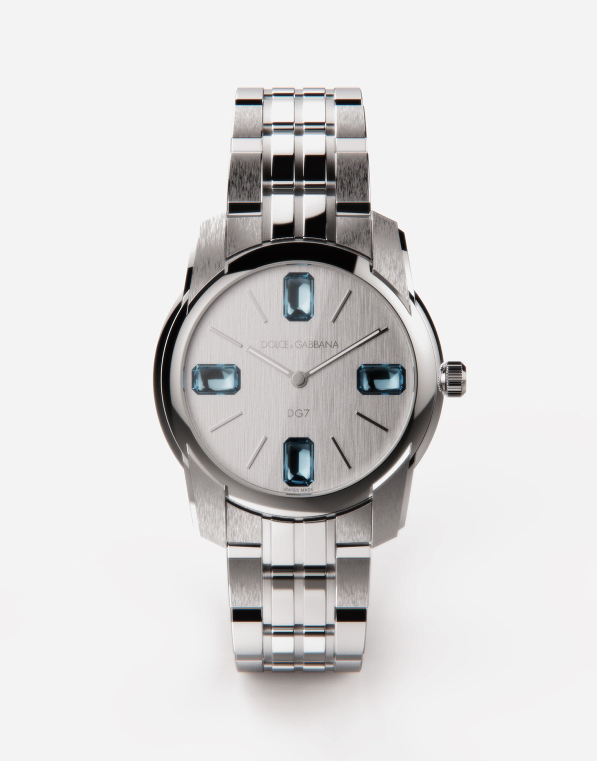 ${brand} DG7Gems steel watch with light blue topazes ${colorDescription} ${masterID}