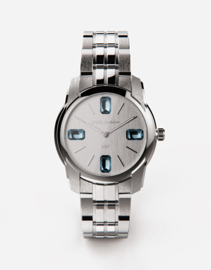 Dolce & Gabbana ساعة فولاذ أحجار DG7 بتوباز أزرق فاتح فولاذ WWFE1SWWB71