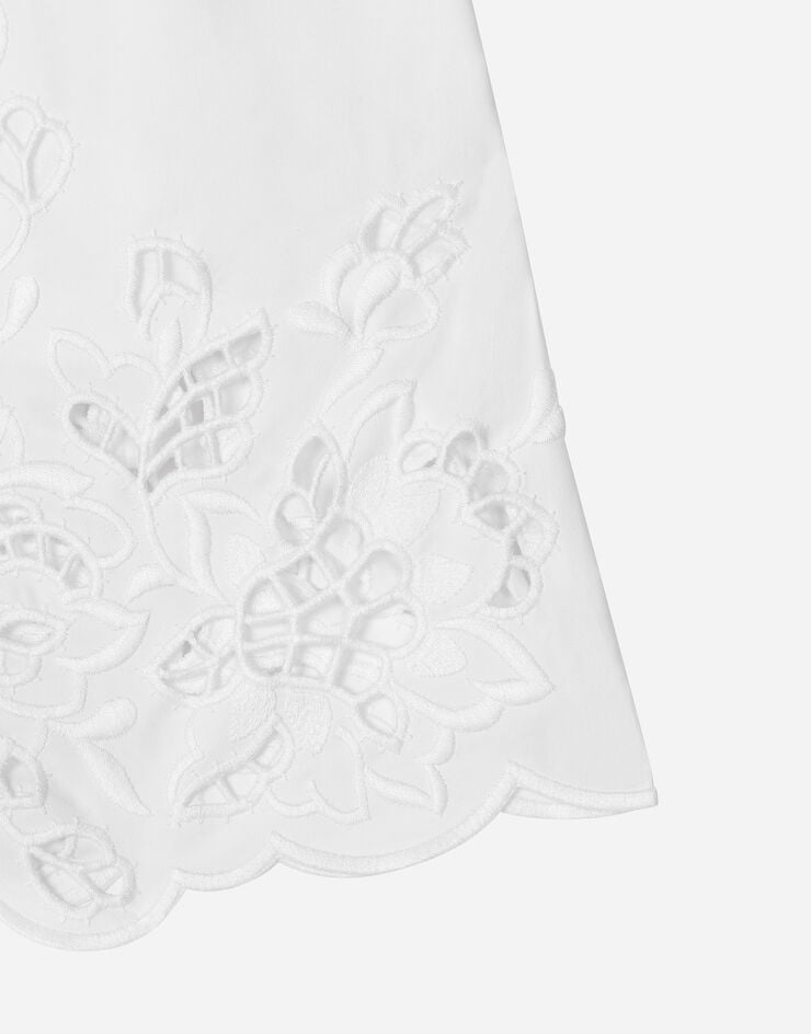 Dolce & Gabbana Short en coton avec broderie ajourée Blanc FTC5RZGDCJ0