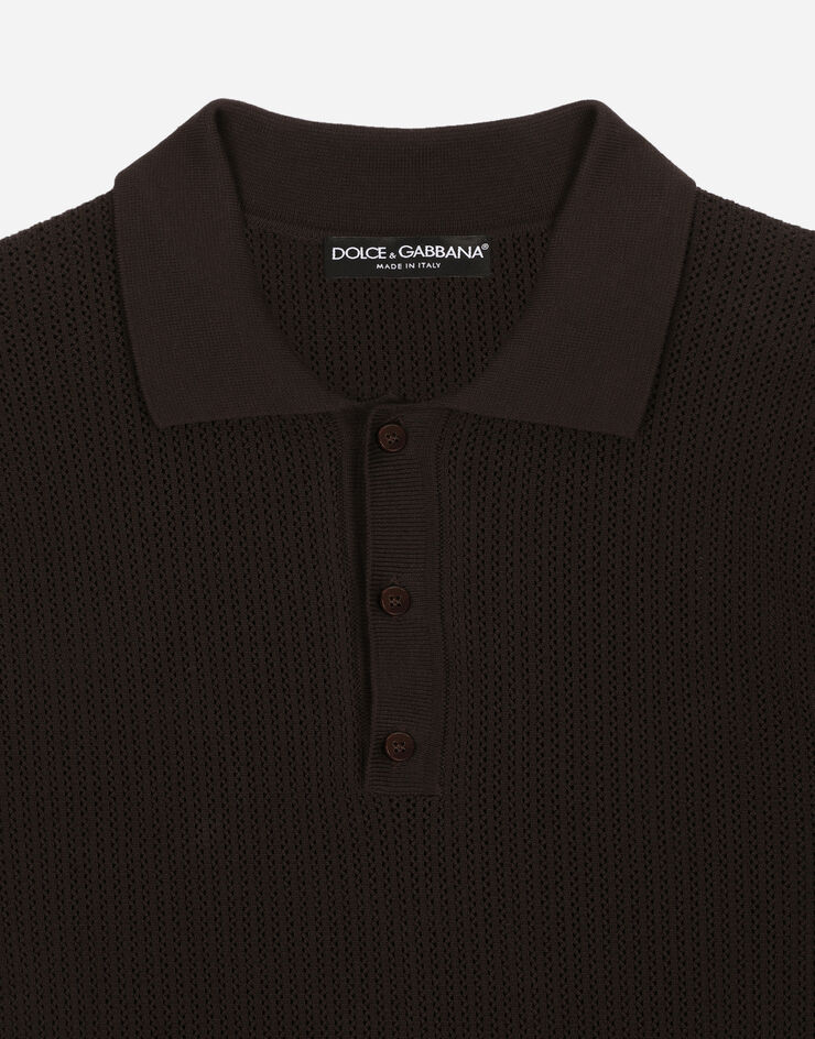 Dolce&Gabbana Cotton polo shirt with logo label Marrón GXP68TJBCAB