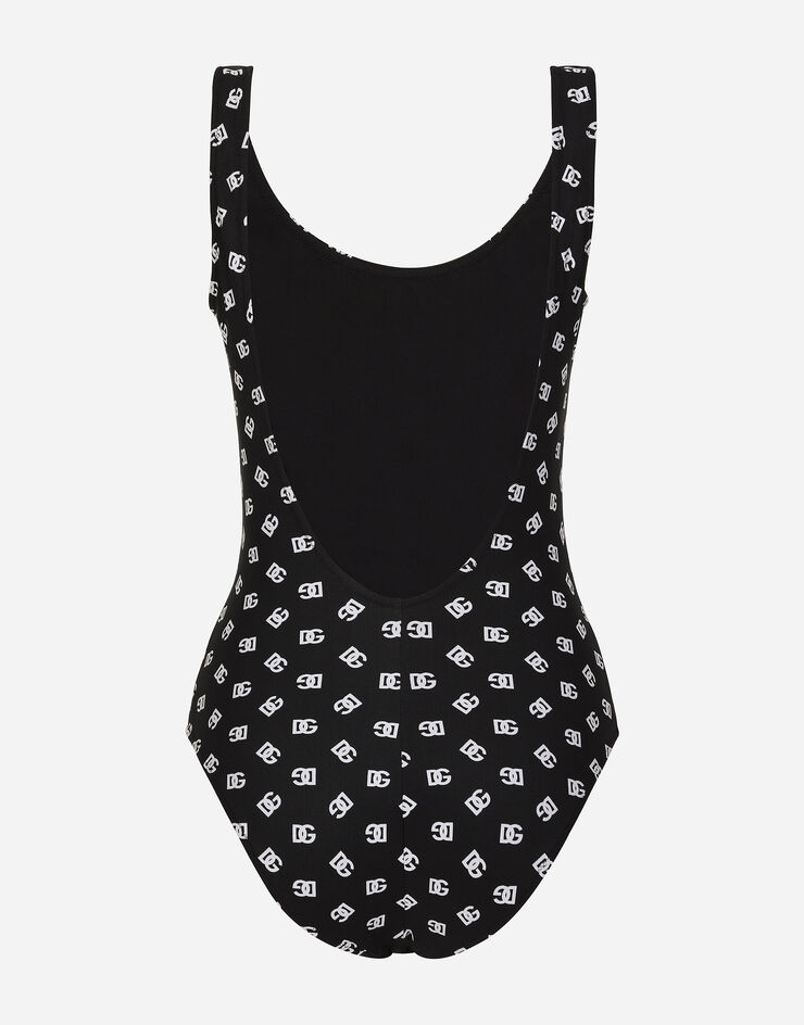 Dolce & Gabbana One-piece racing swimsuit with DG logo print Print O9A46JON02A