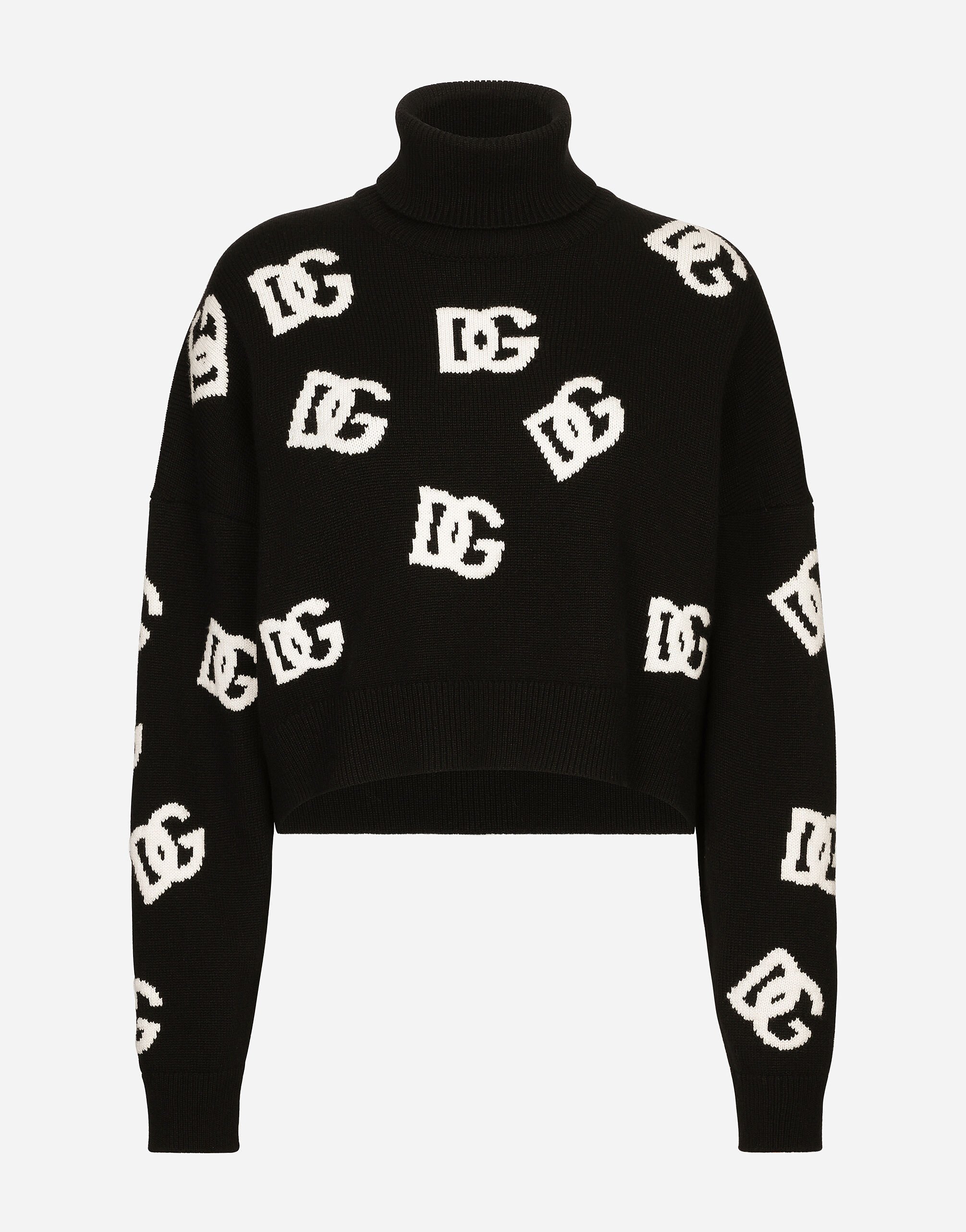 ${brand} Rollkragenpullover aus Wolle mit DG-Intarsienlogo ${colorDescription} ${masterID}