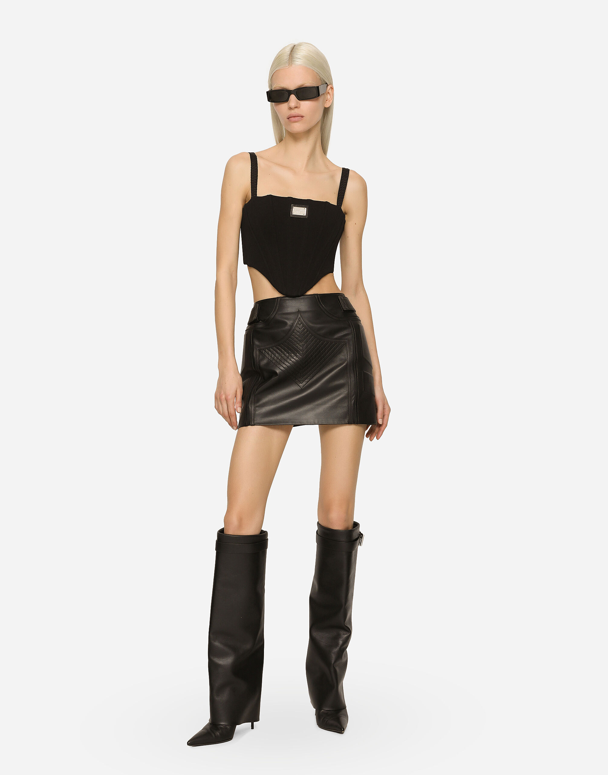 ブラックのウィメンズ Nappa leather miniskirt | Dolce&Gabbana®