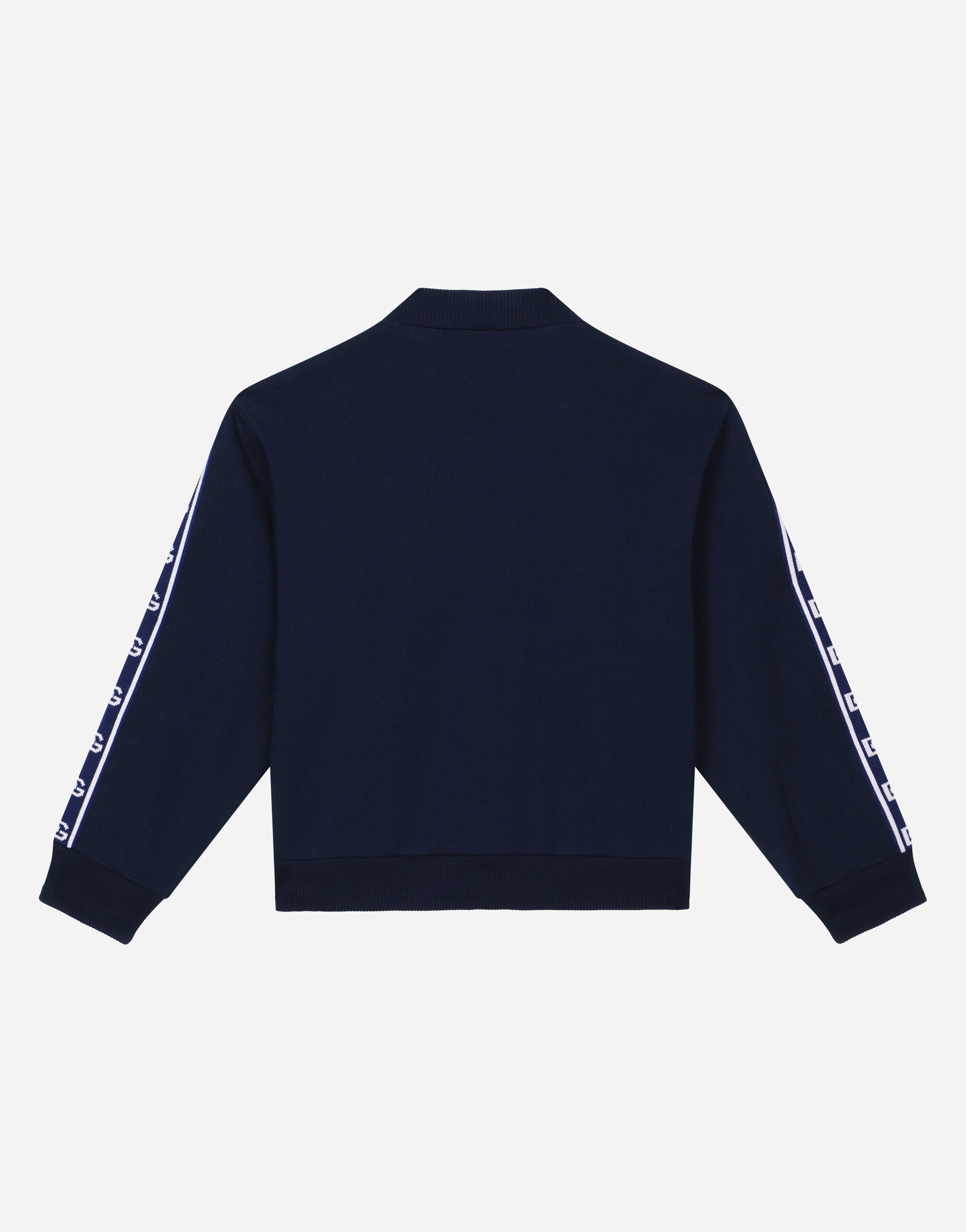 ブルーのボーイズ Zip-up jersey sweatshirt with logo side bands 