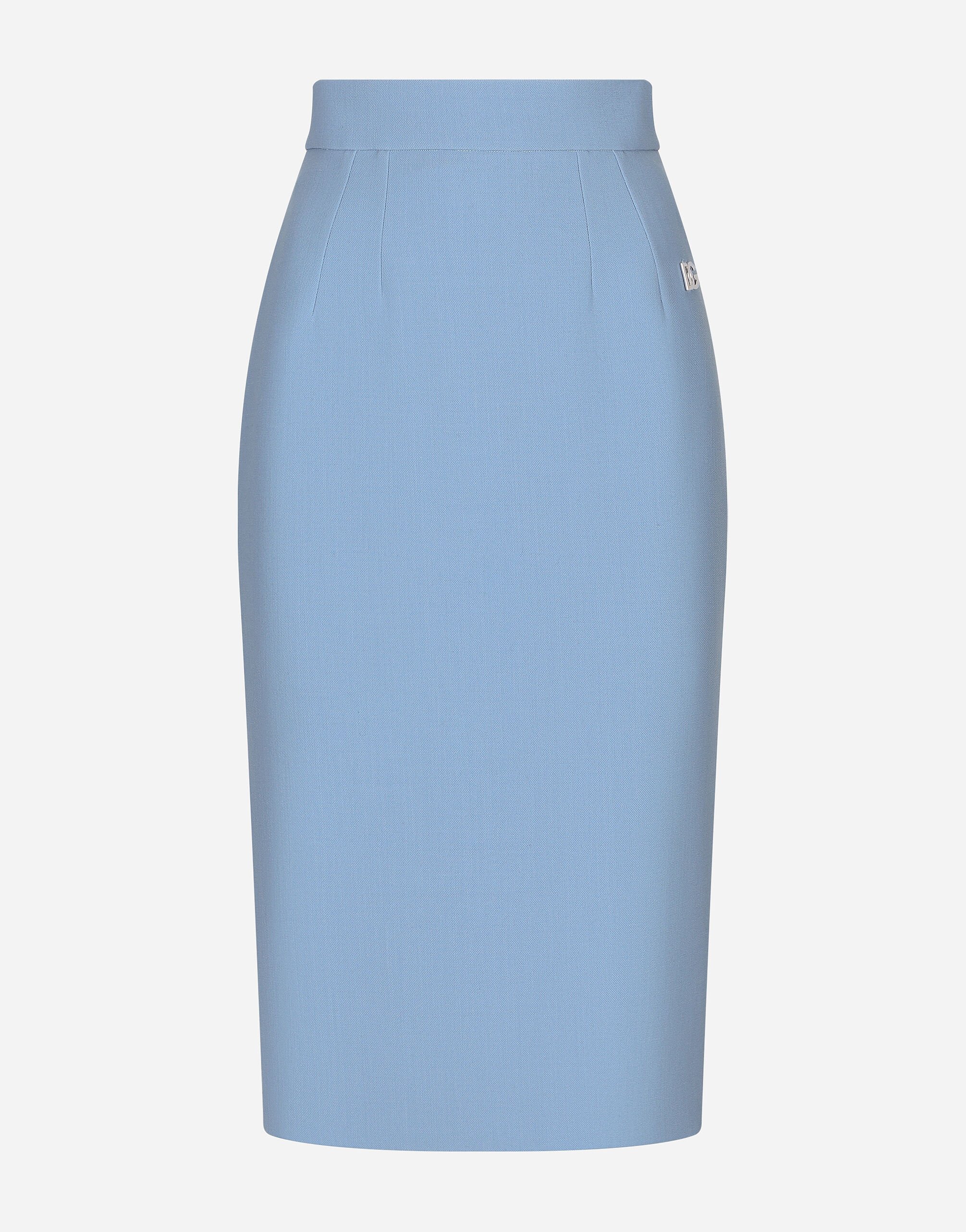 ${brand} Calf-length wool crêpe pencil skirt with DG logo ${colorDescription} ${masterID}