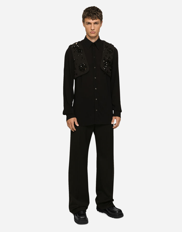 Dolce&Gabbana Technical fabric harness vest with stones Noir G710EZHUMD6