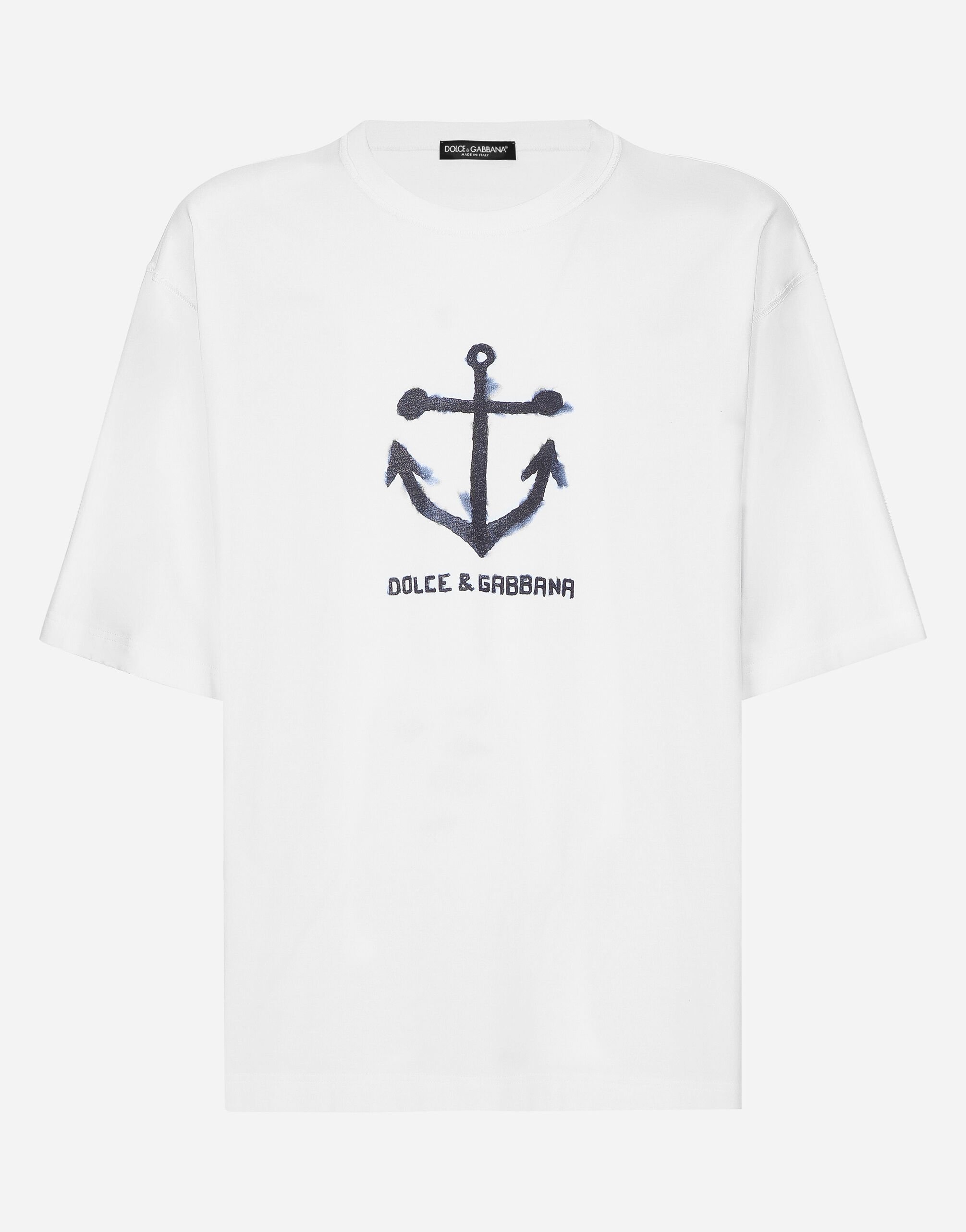 Dolce & Gabbana Short-sleeved Marina-print T-shirt White GVRMATHI1QC