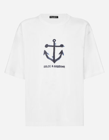 Dolce & Gabbana Short-sleeved Marina-print T-shirt White G5IF1THI1QC