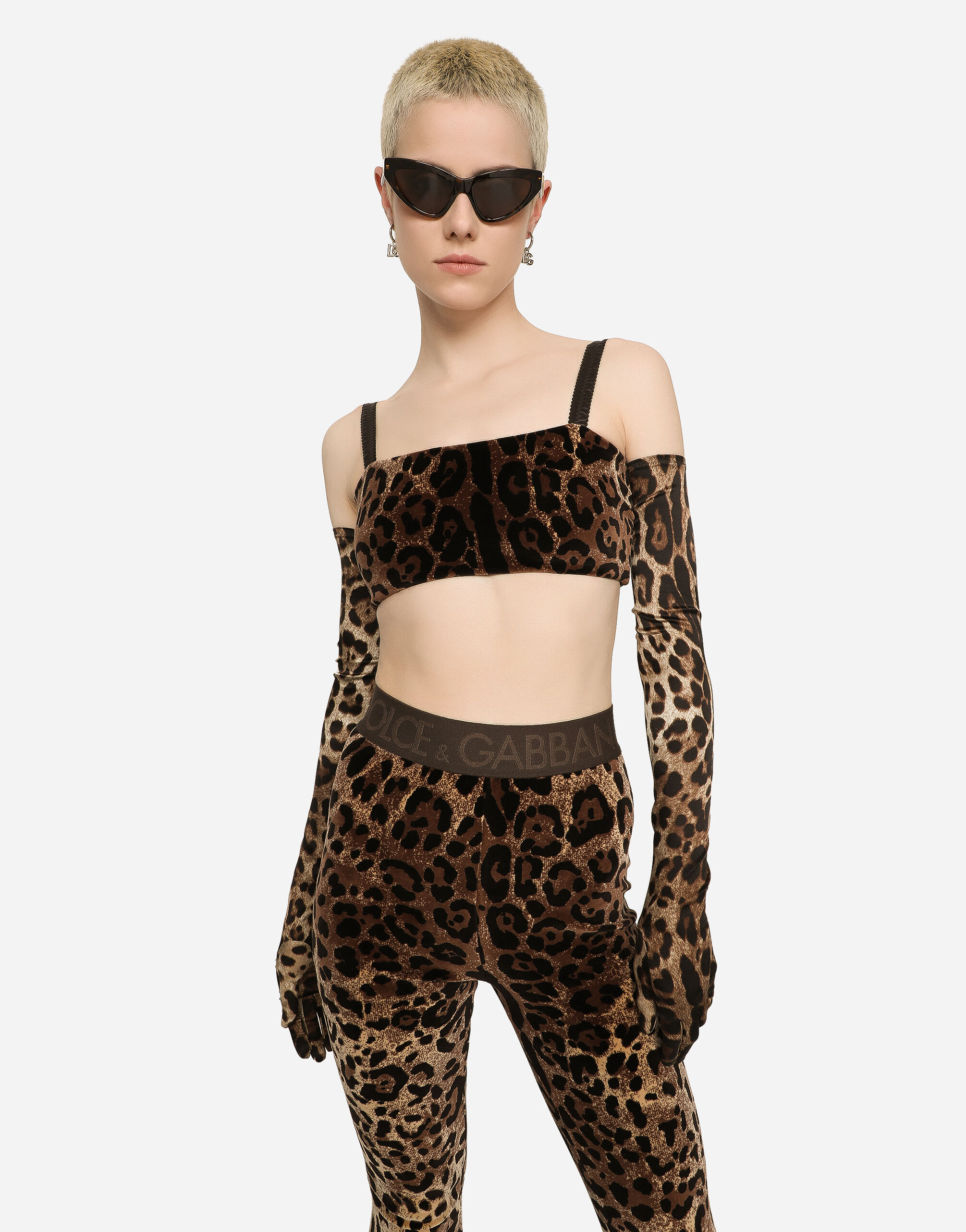 Dolce&Gabbana Chenille leggings with jacquard leopard design female  Multicolor