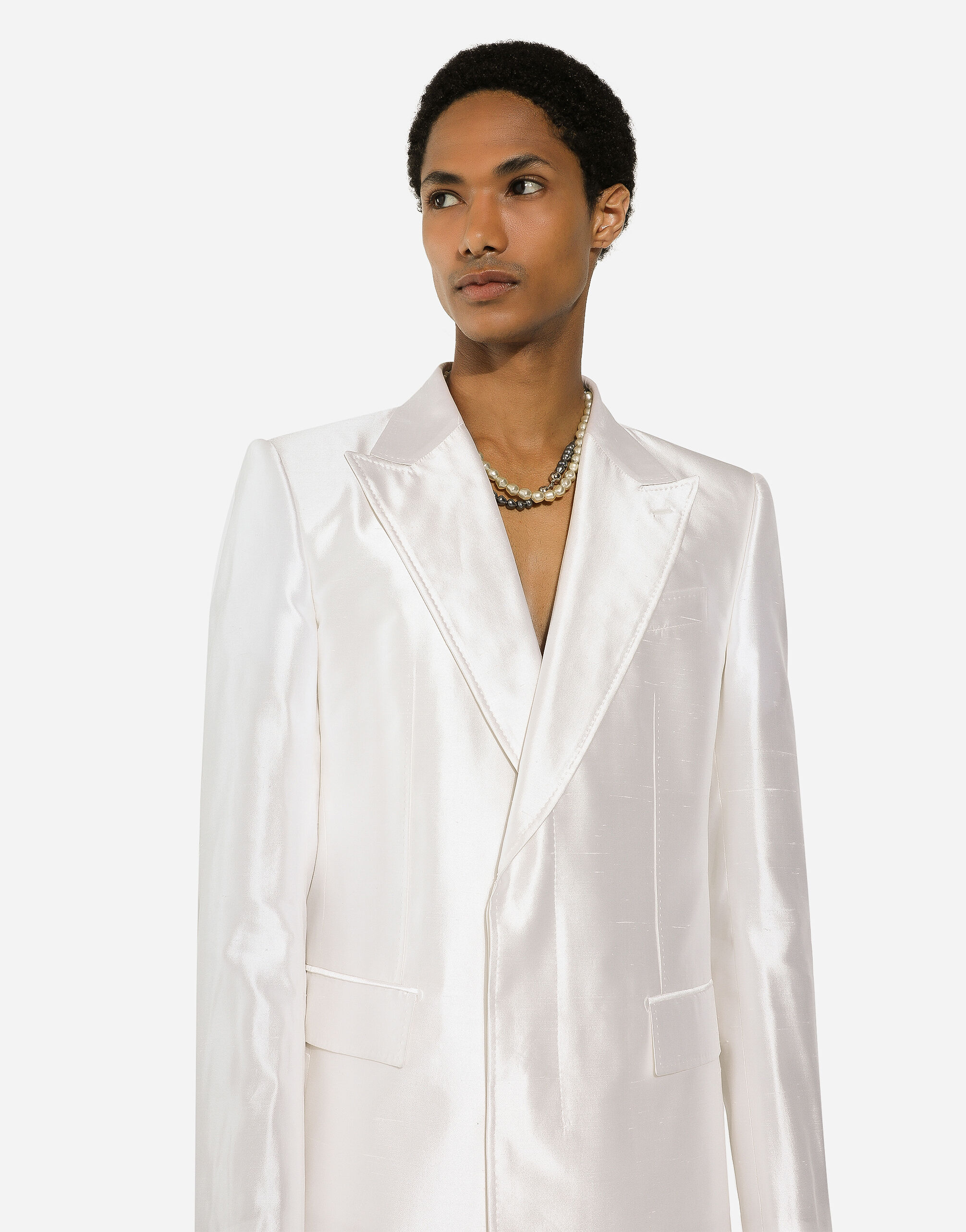 Single-breasted silk shantung Sicilia-fit jacket