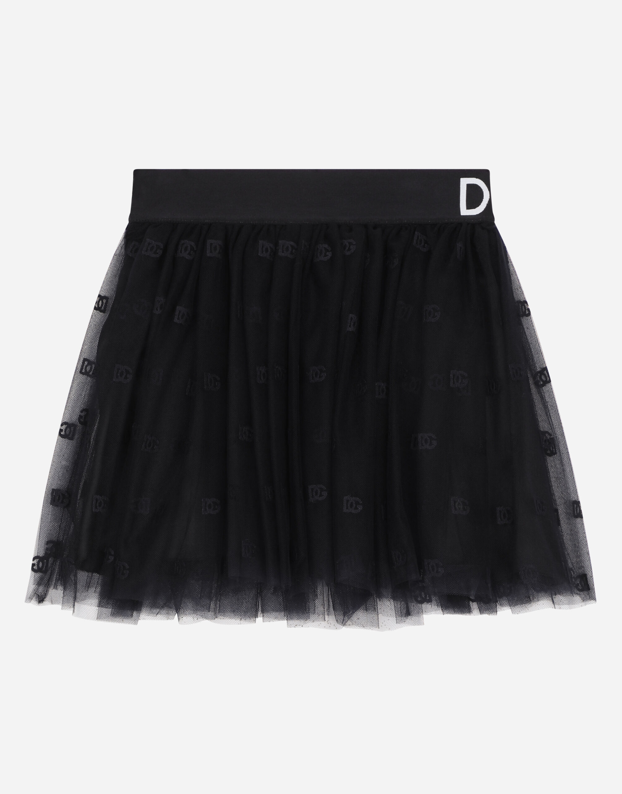 ブルーのガールズ Multi-layered tulle miniskirt with branded 