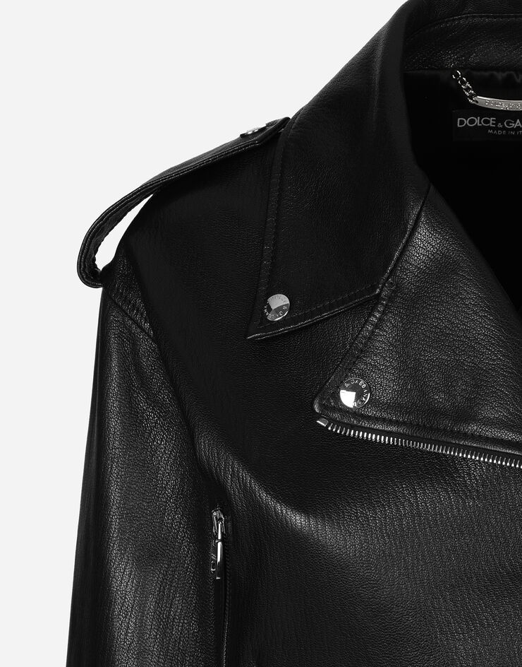 Dolce & Gabbana Байкерская куртка-косуха из кожи наппа плонже черный F9R87LHULVJ