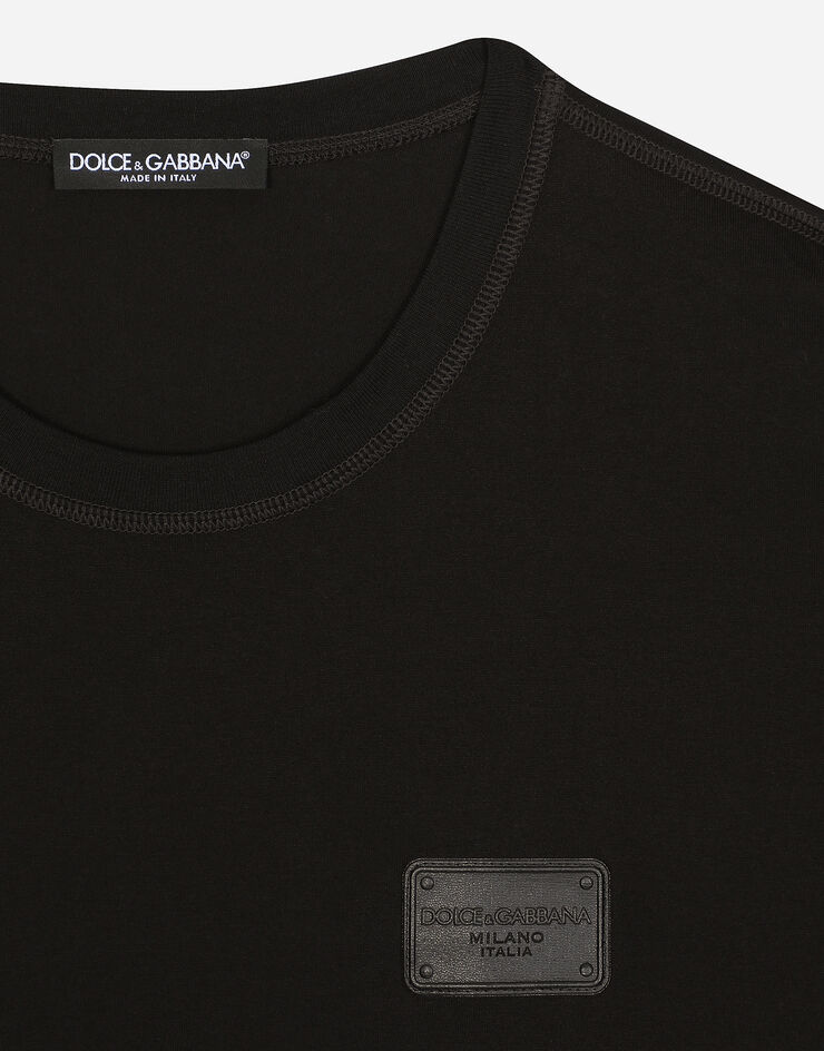 Dolce & Gabbana Cotton T-shirt with branded tag Black G8PN9TG7NTW