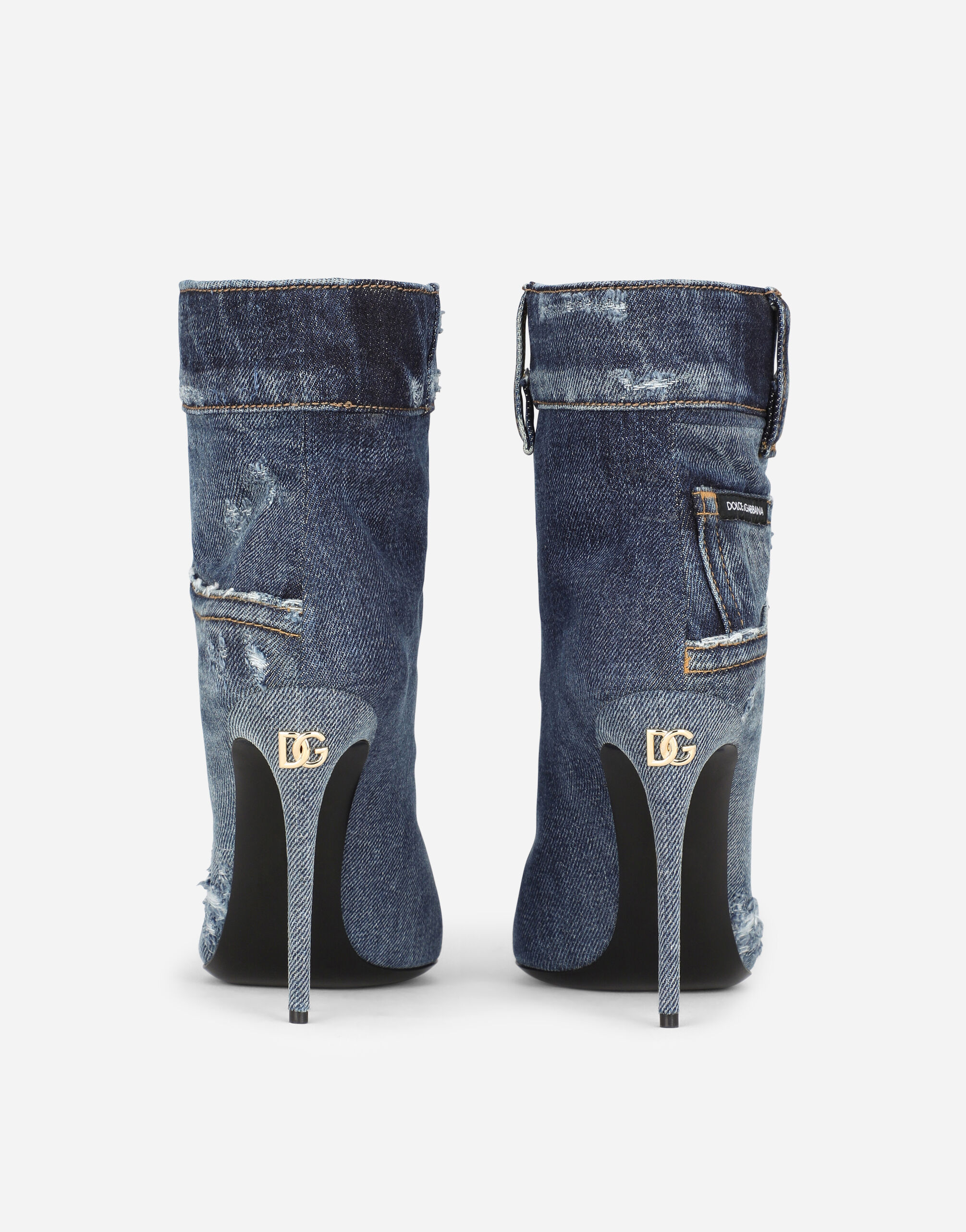 Denim ankle sales boots