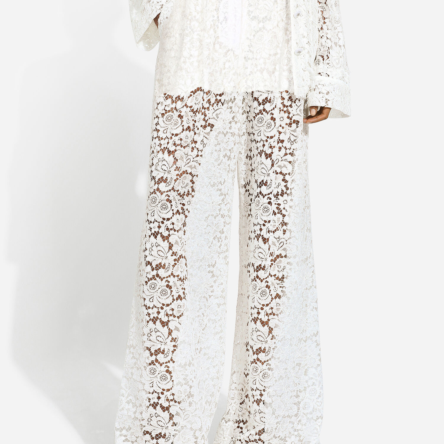 White Wide-leg crepe trousers, Dolce & Gabbana