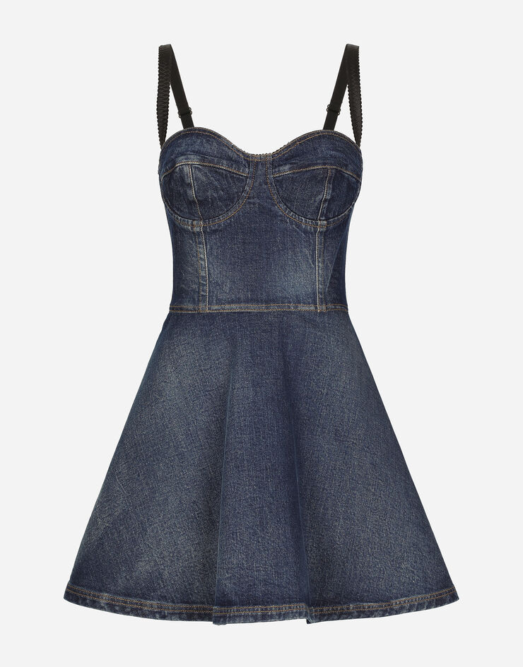 Short denim corset dress in Blue for Women