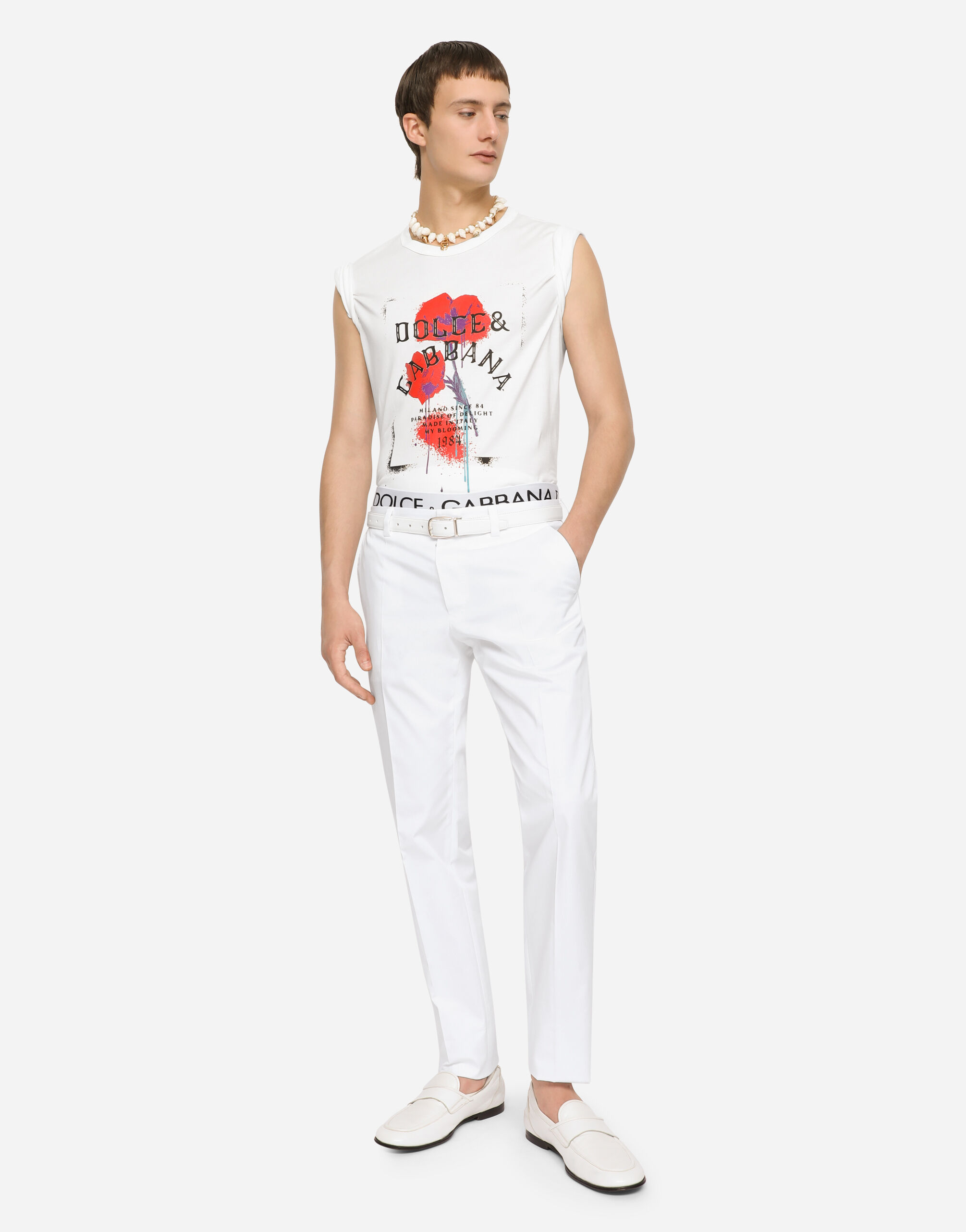 ホワイトのメンズ Stretch cotton pants | Dolce&Gabbana®