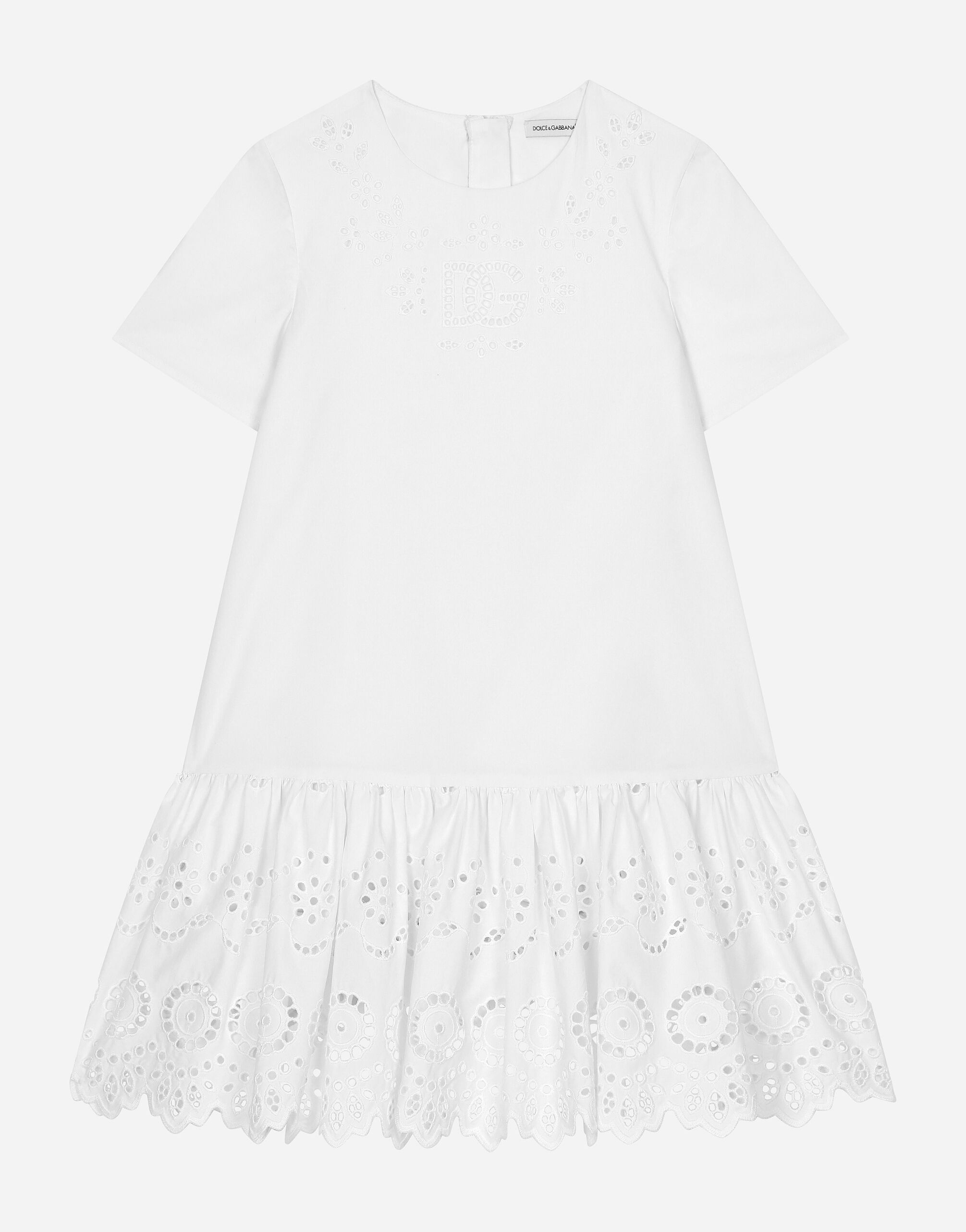 Dolce & Gabbana Poplin dress with DG logo White L51N69FG5BL