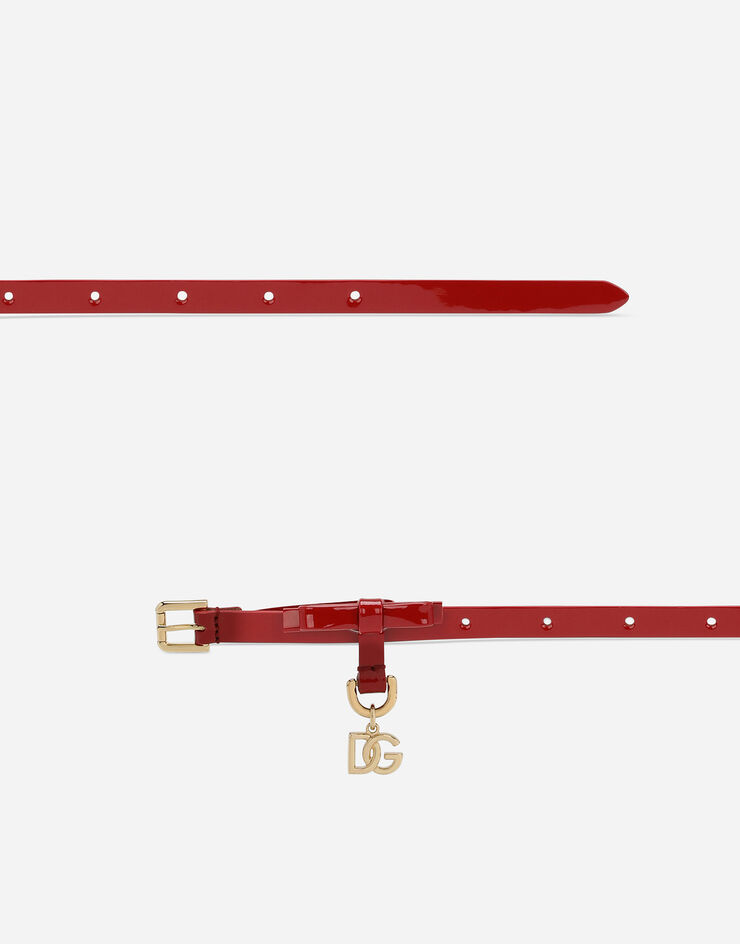 Dolce & Gabbana Ceinture en cuir verni avec nœud et logo DG Rouge EE0067A1471