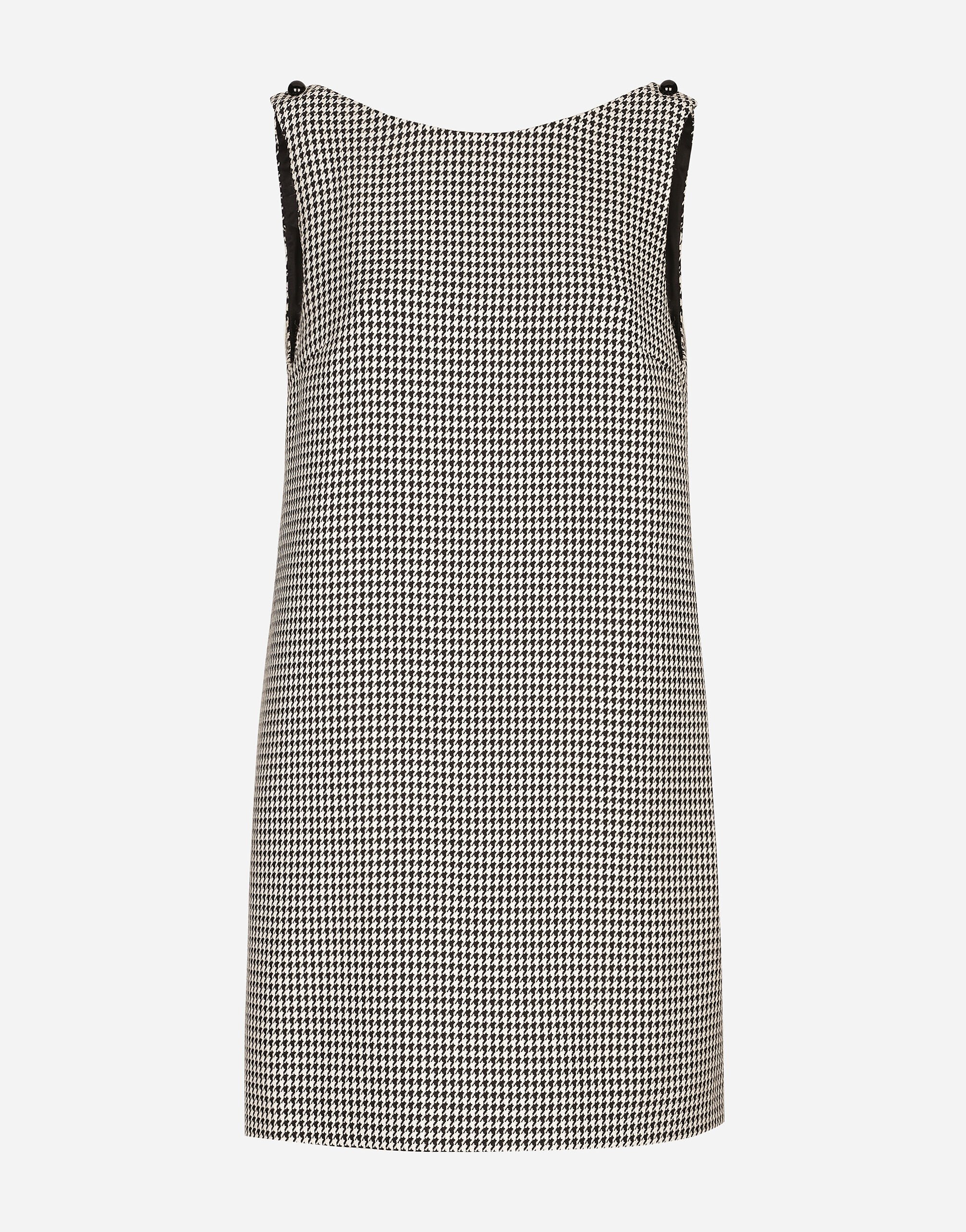 ${brand} Sleeveless short houndstooth wool dress ${colorDescription} ${masterID}