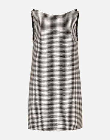 ${brand} Sleeveless short houndstooth wool dress ${colorDescription} ${masterID}