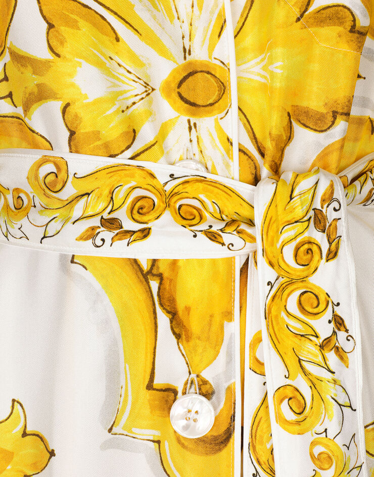 Dolce & Gabbana Vestaglia in twill di seta stampa Maiolica Stampa F0AH2THI1BD