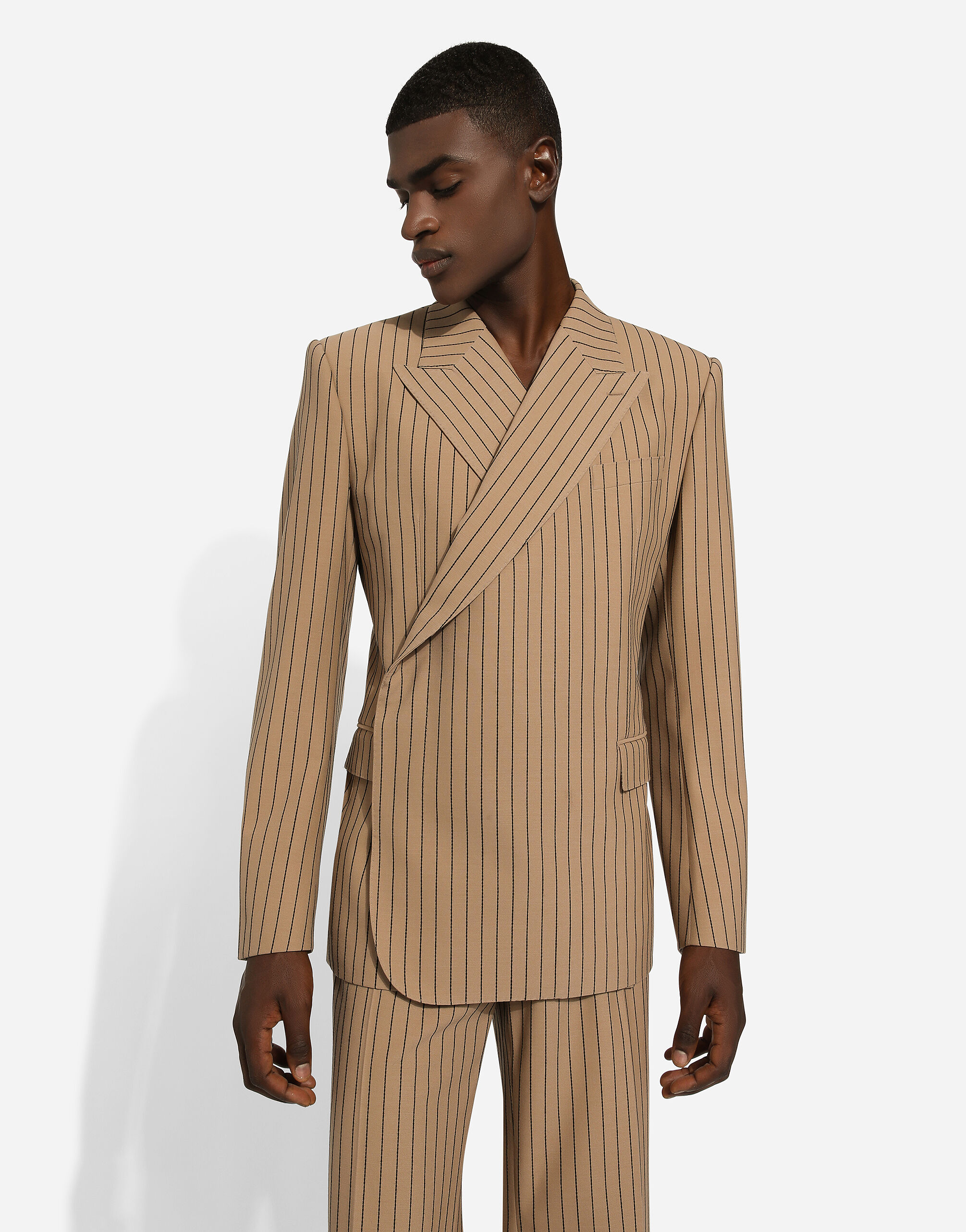 Double-breasted pinstripe Sicilia-fit jacket