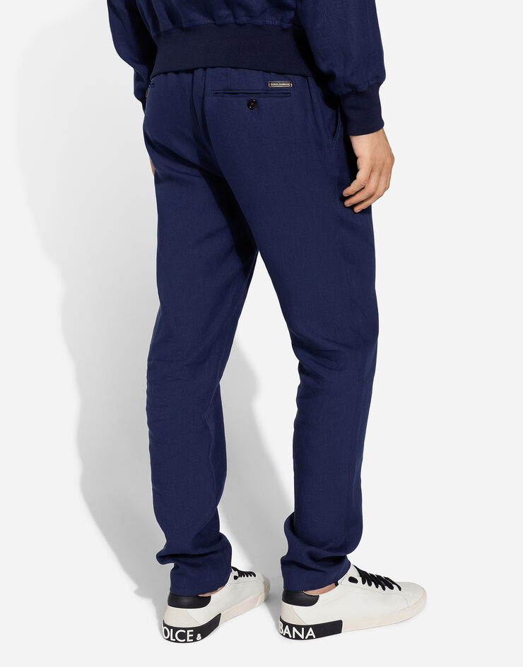 Dolce & Gabbana Pantalón estilo jogger de lino Azul GP0A4TFU4K6