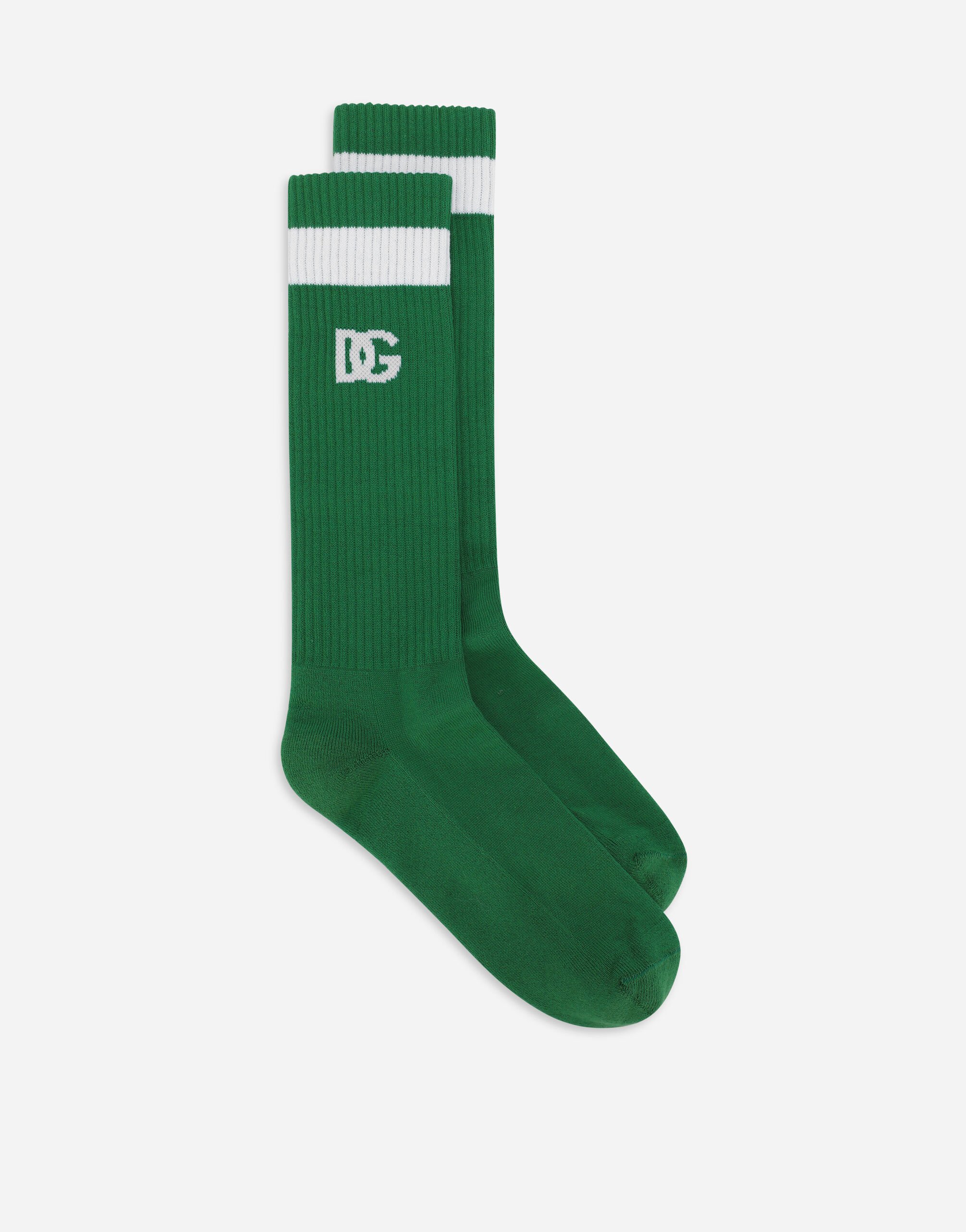 Dolce & Gabbana Ribbed socks with DG logo White GH895AGI334