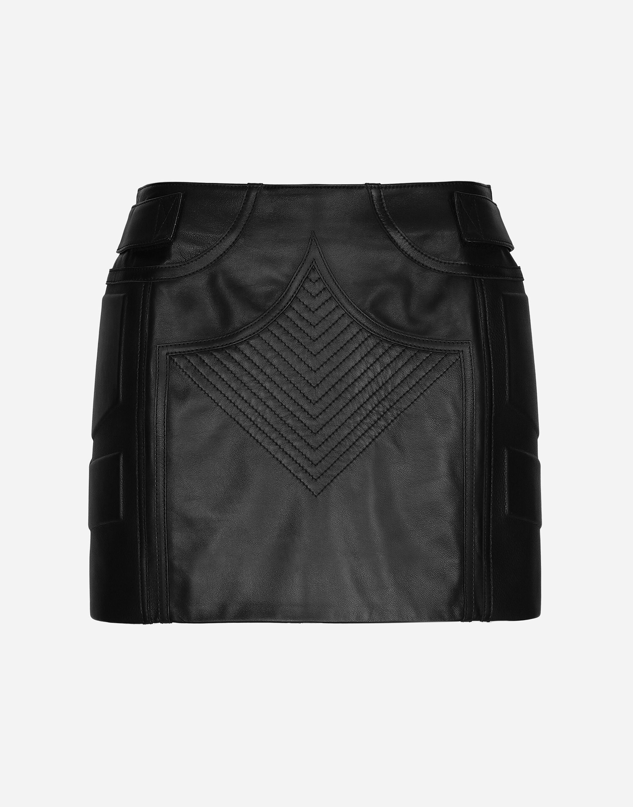 Dolce & Gabbana تنورة قصيرة من جلد نابا أسود VG6186VN187